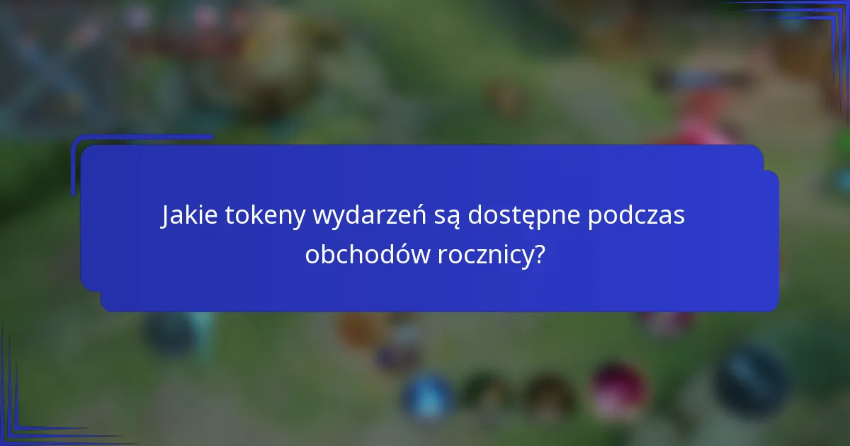 Jakie tokeny wydarzeń są dostępne podczas obchodów rocznicy?